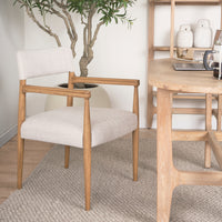 Mercana Toni Light Brown Nettlewood With Cream Heathered Performance Fabric Dining Chair