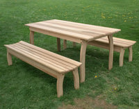 Creekvine Designs 58" x 32" Cedar Three Piece Family Dining Set with (2) 58"/70"/94" Benches