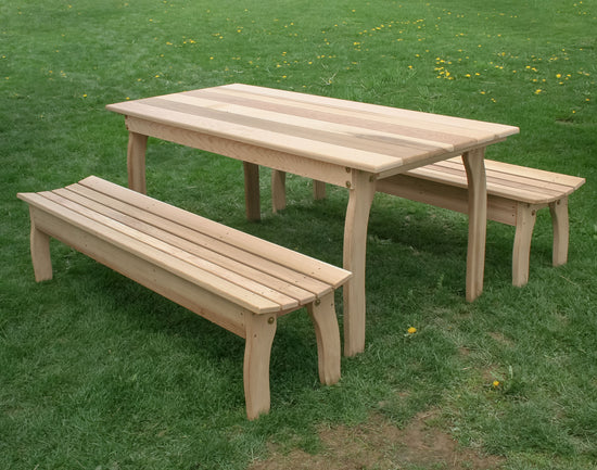 Creekvine Designs 58" x 32" Cedar Three Piece Family Dining Set with (2) 58"/70"/94" Benches