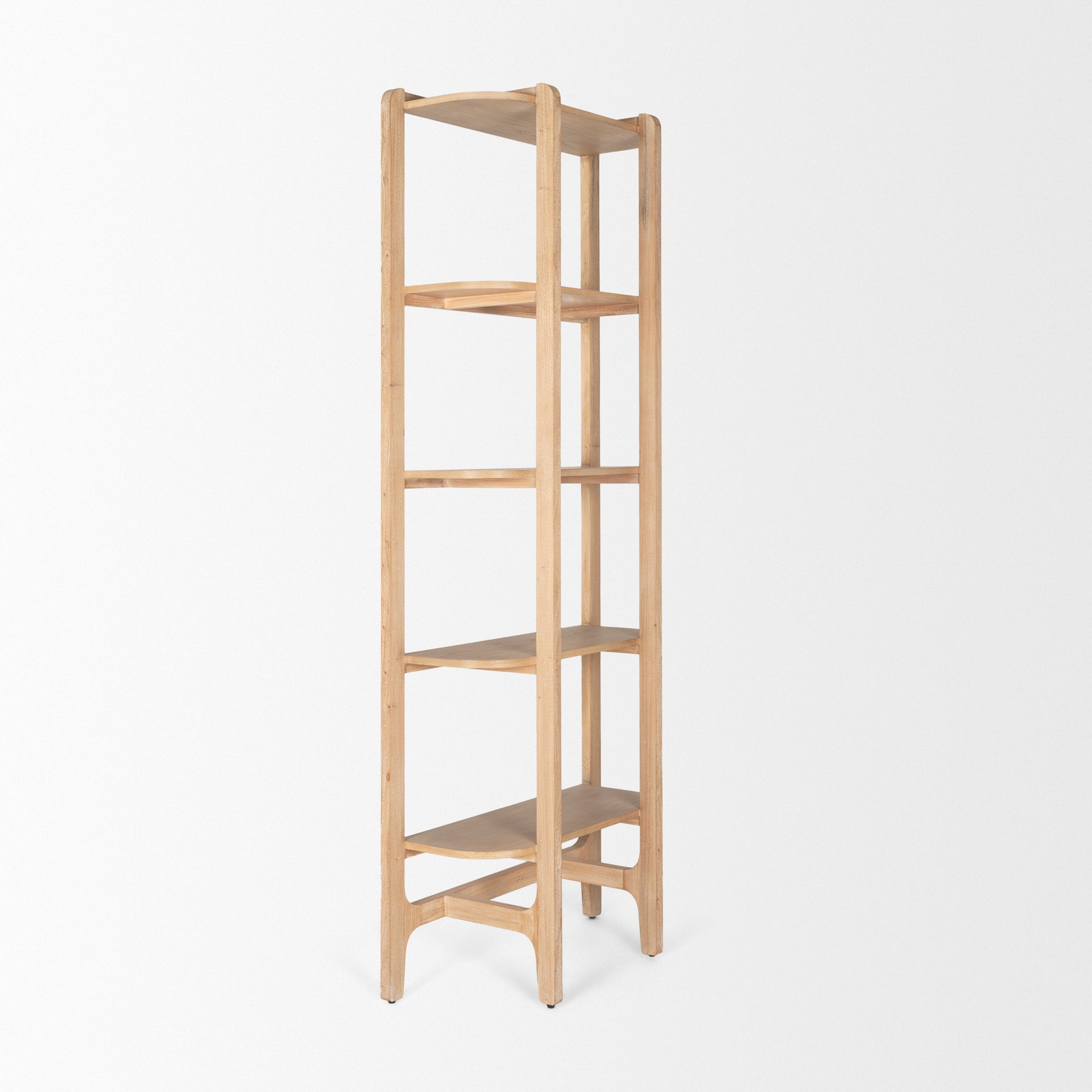Mercana Taylin Light Brown Solid Wood Open Bookshelf