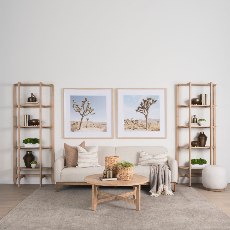 Mercana Taylin Light Brown Solid Wood Open Bookshelf