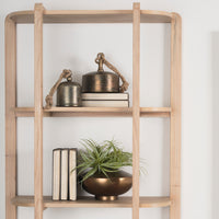 Mercana Taylin Light Brown Solid Wood Open Bookshelf
