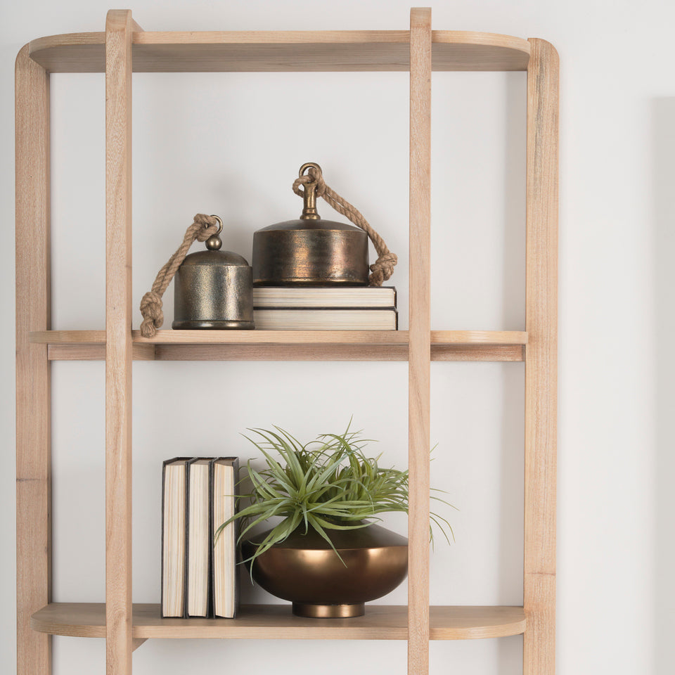 Mercana Taylin Light Brown Solid Wood Open Bookshelf