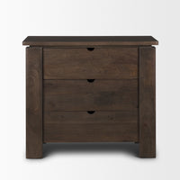 Mercana Wallen Solid Dark Brown Wood 3 Drawer Accent Cabinet