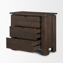 Mercana Wallen Solid Dark Brown Wood 3 Drawer Accent Cabinet