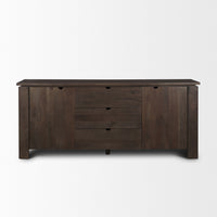 Mercana Wallen 2 Door Solid Dark Brown Wood With 3 Drawers Sideboard