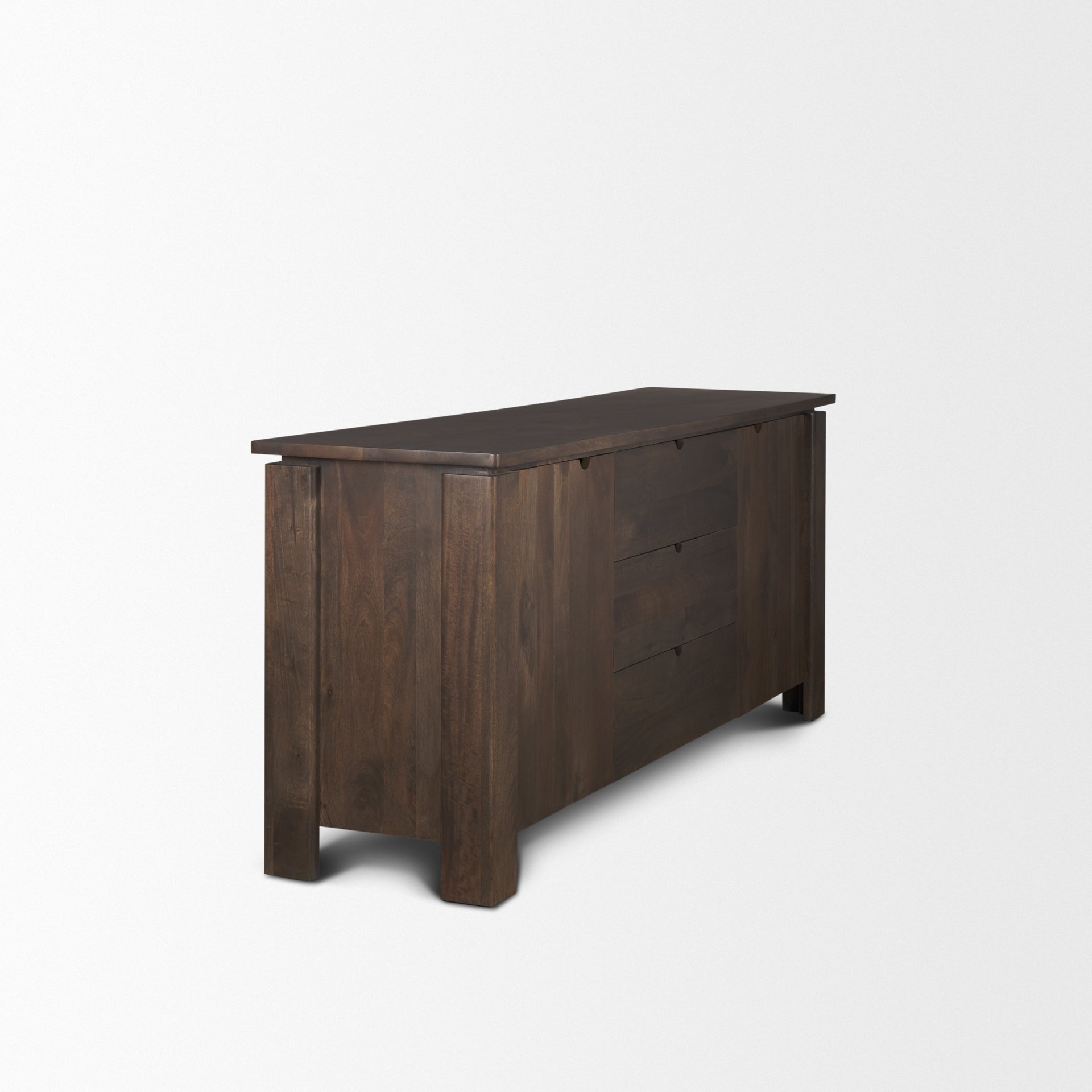 Mercana Wallen 2 Door Solid Dark Brown Wood With 3 Drawers Sideboard