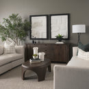 Mercana Wallen 2 Door Solid Dark Brown Wood With 3 Drawers Sideboard
