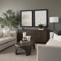 Mercana Wallen 2 Door Solid Dark Brown Wood With 3 Drawers Sideboard