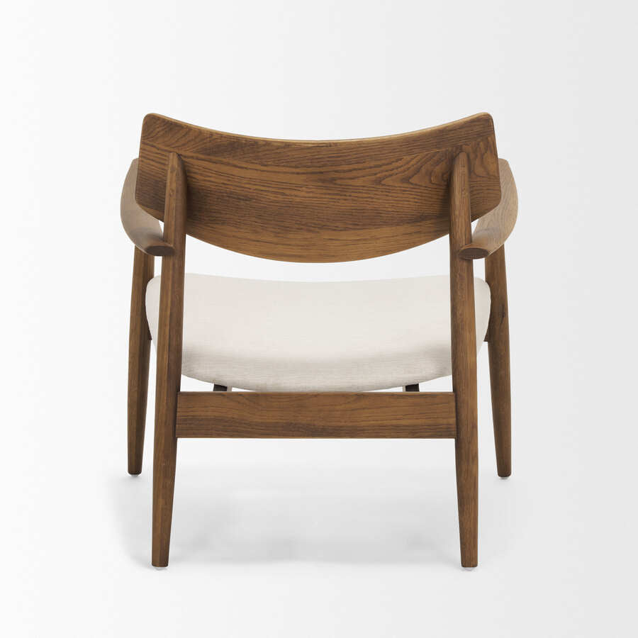 Mercana Haggen Medium / Light Brown Oak Wood with Cream Fabric Accent Chair