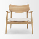 Mercana Haggen Medium / Light Brown Oak Wood with Cream Fabric Accent Chair