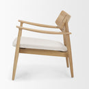 Mercana Haggen Medium / Light Brown Oak Wood with Cream Fabric Accent Chair