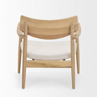 Mercana Haggen Medium / Light Brown Oak Wood with Cream Fabric Accent Chair