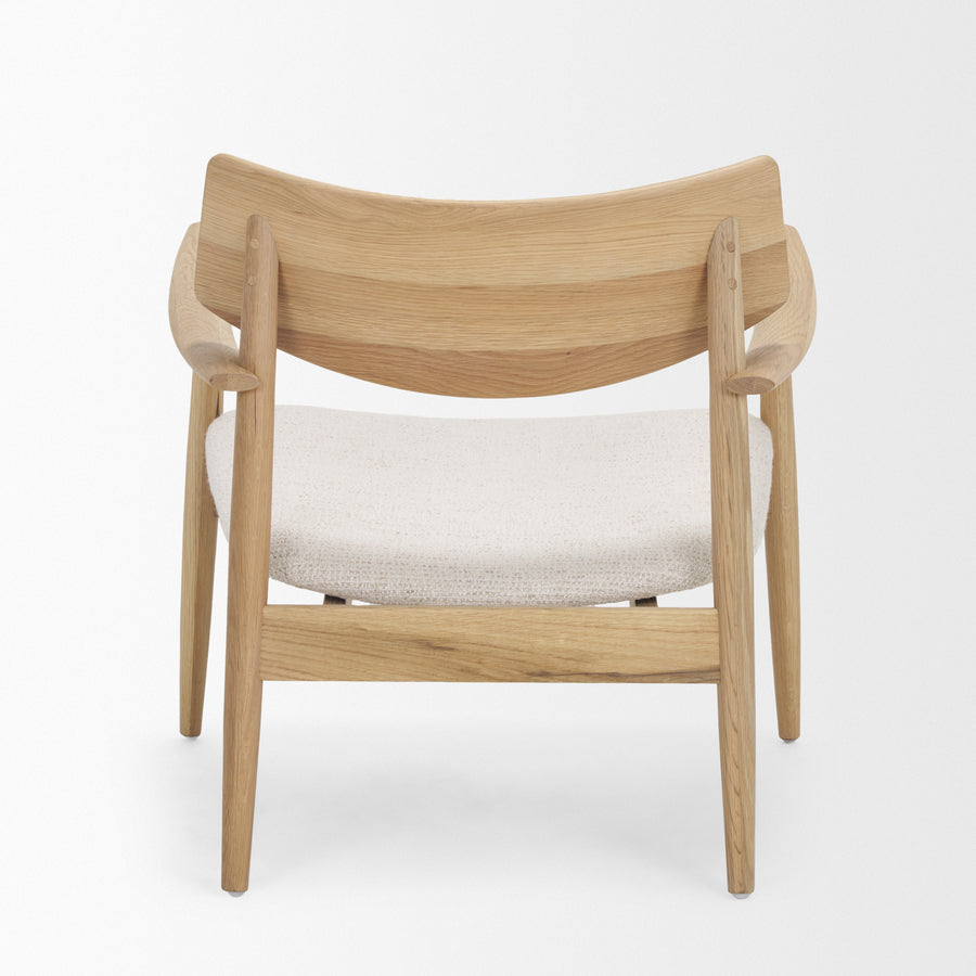 Mercana Haggen Medium / Light Brown Oak Wood with Cream Fabric Accent Chair