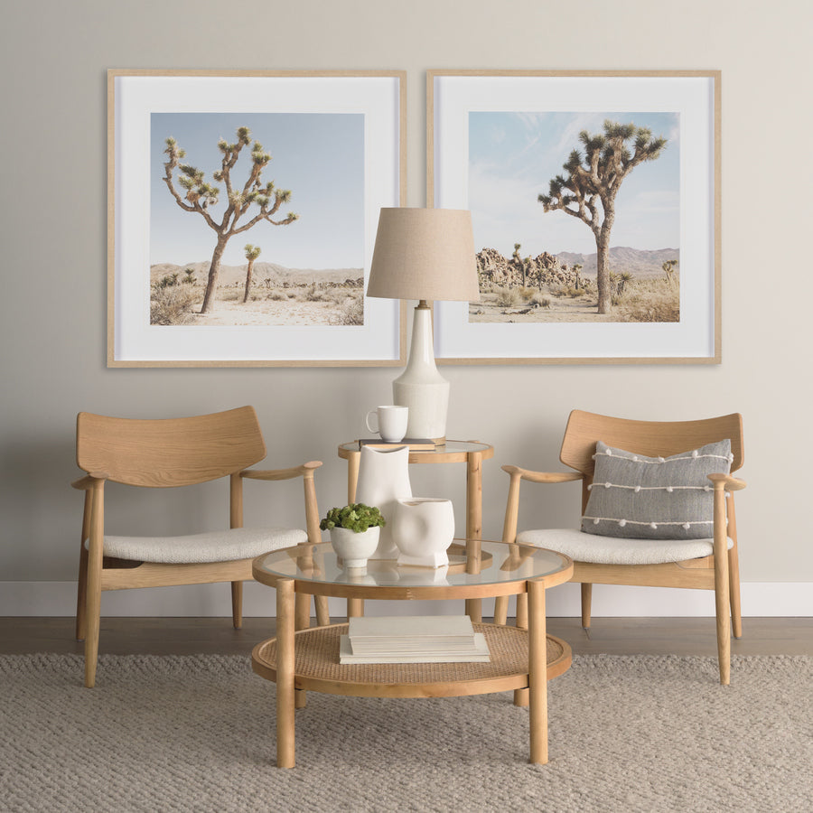 Mercana Haggen Medium / Light Brown Oak Wood with Cream Fabric Accent Chair