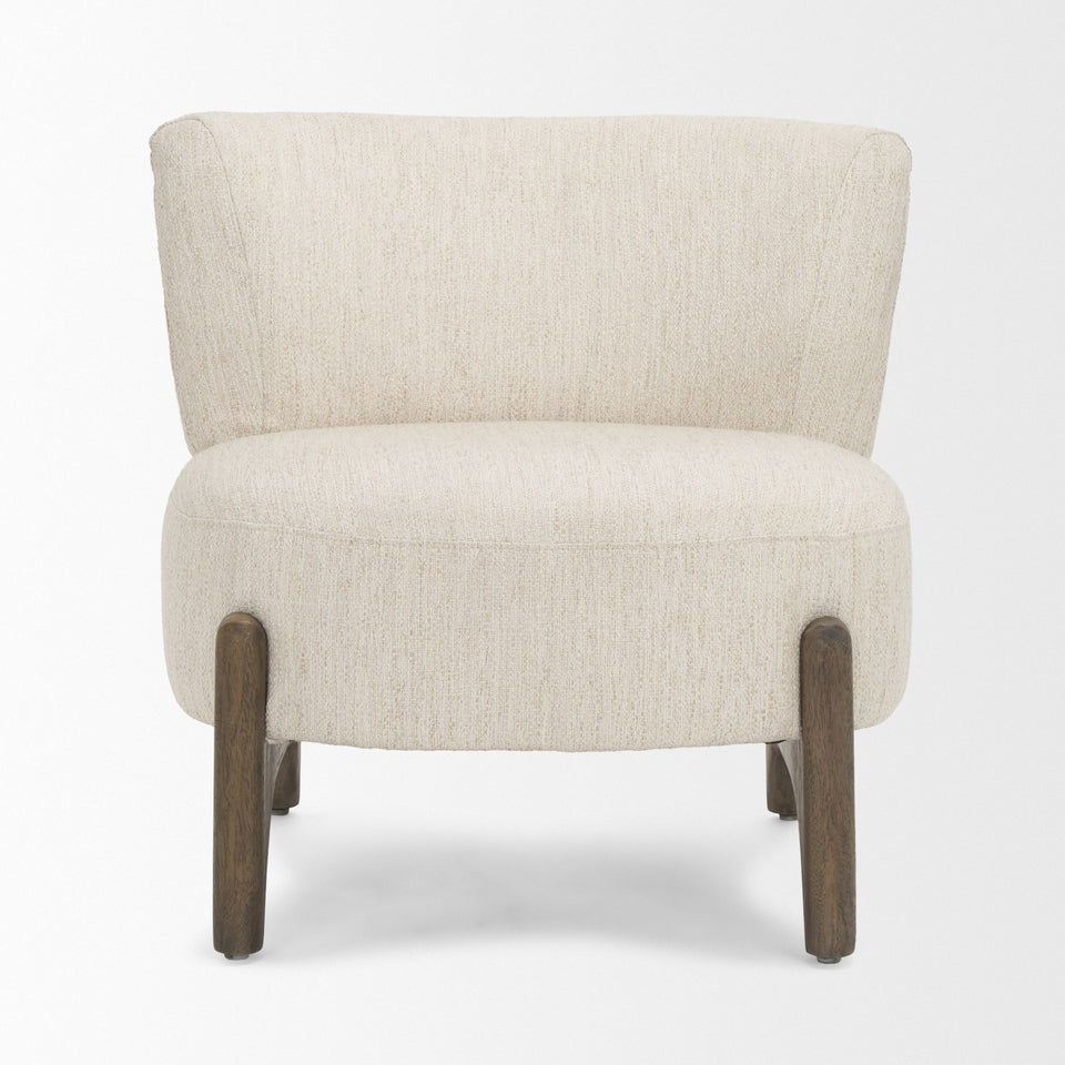 Mercana Vyra Dark Brown Wood With Cream Fabric Accent Chair