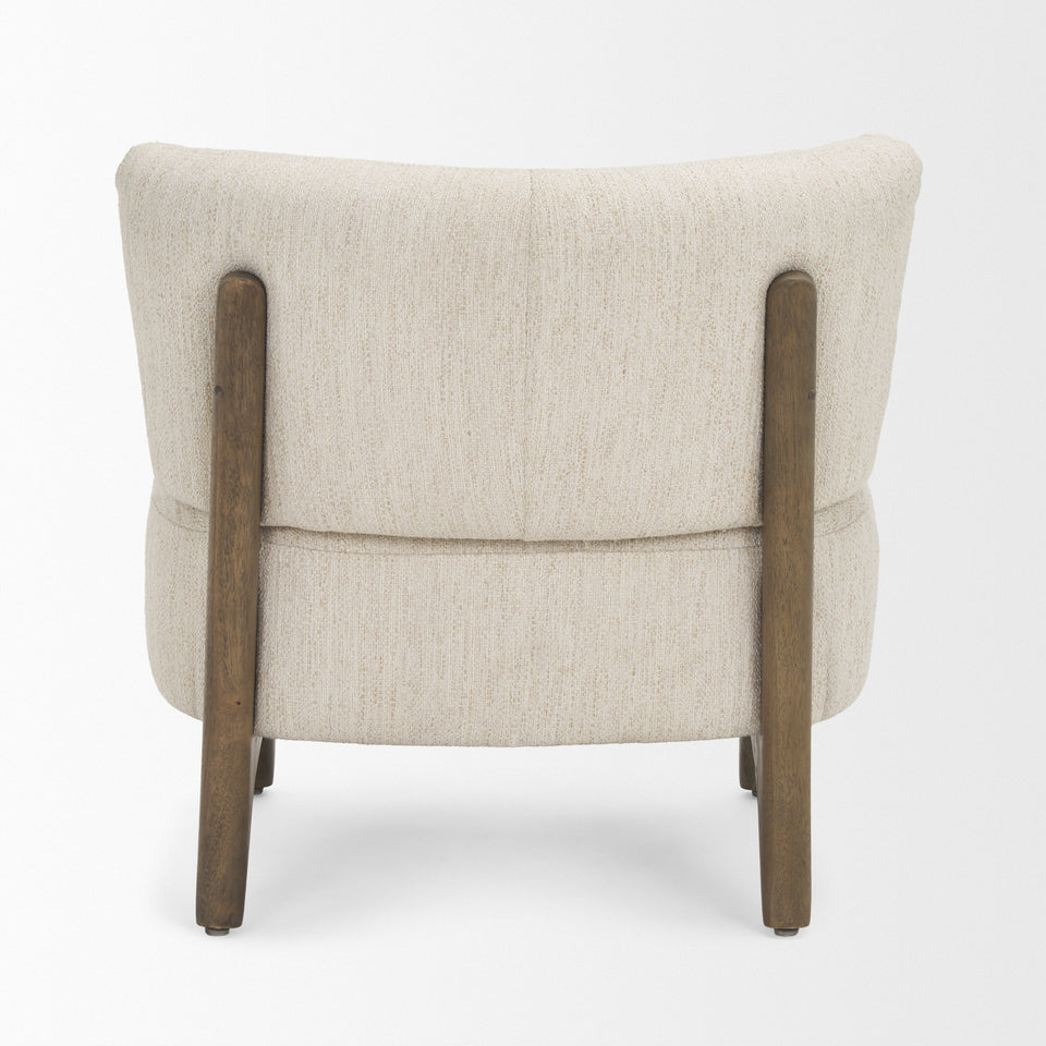 Mercana Vyra Dark Brown Wood With Cream Fabric Accent Chair