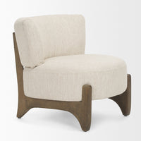 Mercana Vyra Dark Brown Wood With Cream Fabric Accent Chair