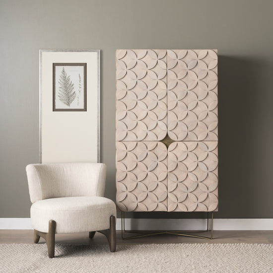 Mercana Vyra Dark Brown Wood With Cream Fabric Accent Chair