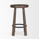Mercana Weldon Dark Brown Wood With Matte Black Metal Counter Stool