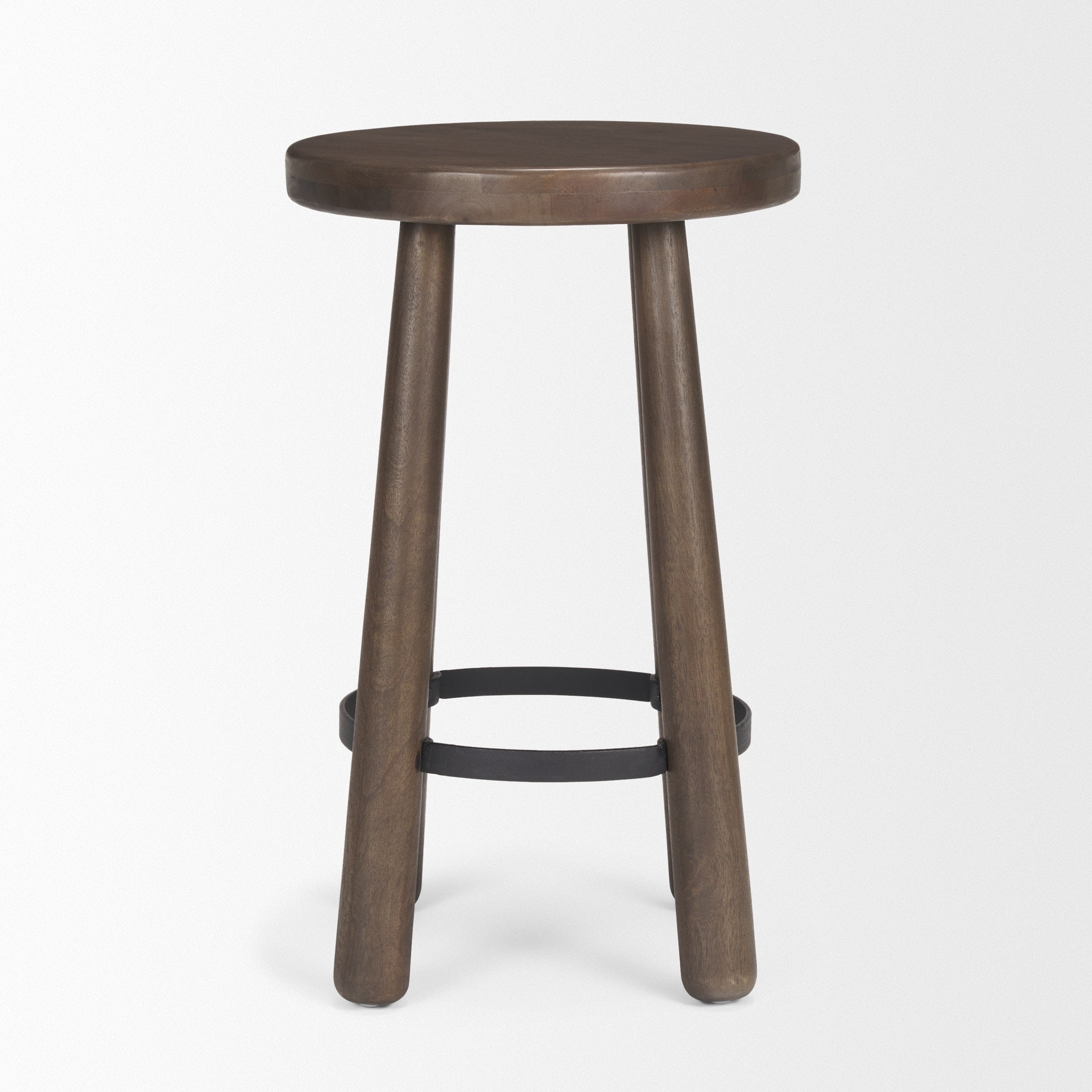 Mercana Weldon Dark Brown Wood With Matte Black Metal Counter Stool