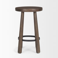 Mercana Weldon Dark Brown Wood With Matte Black Metal Counter Stool
