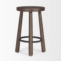 Mercana Weldon Dark Brown Wood With Matte Black Metal Counter Stool