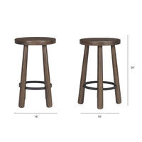 Mercana Weldon Dark Brown Wood With Matte Black Metal Counter Stool