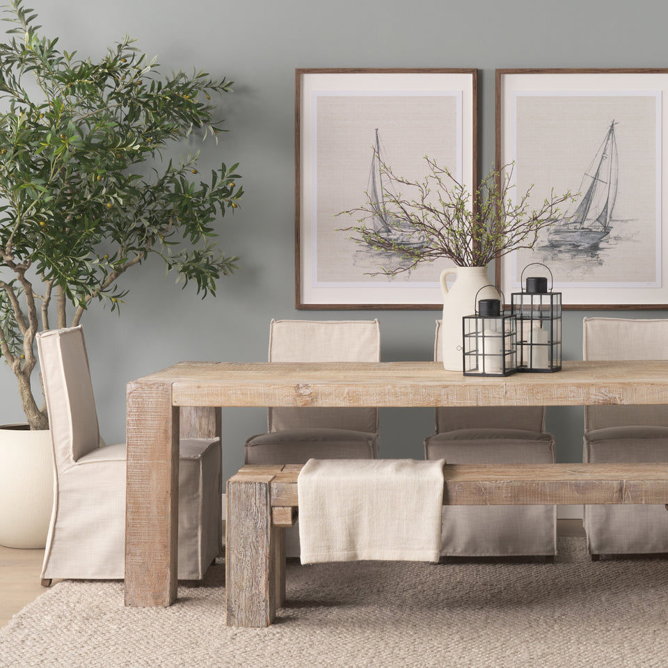 Mercana McArthur 94" Whitewash Reclaimed Wood Dining Table