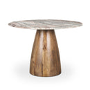 Mercana Allyson 54" Round Brown Pedestal with Pink Marble Top Dining Table