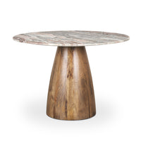 Mercana Allyson 54" Round Brown Pedestal with Pink Marble Top Dining Table