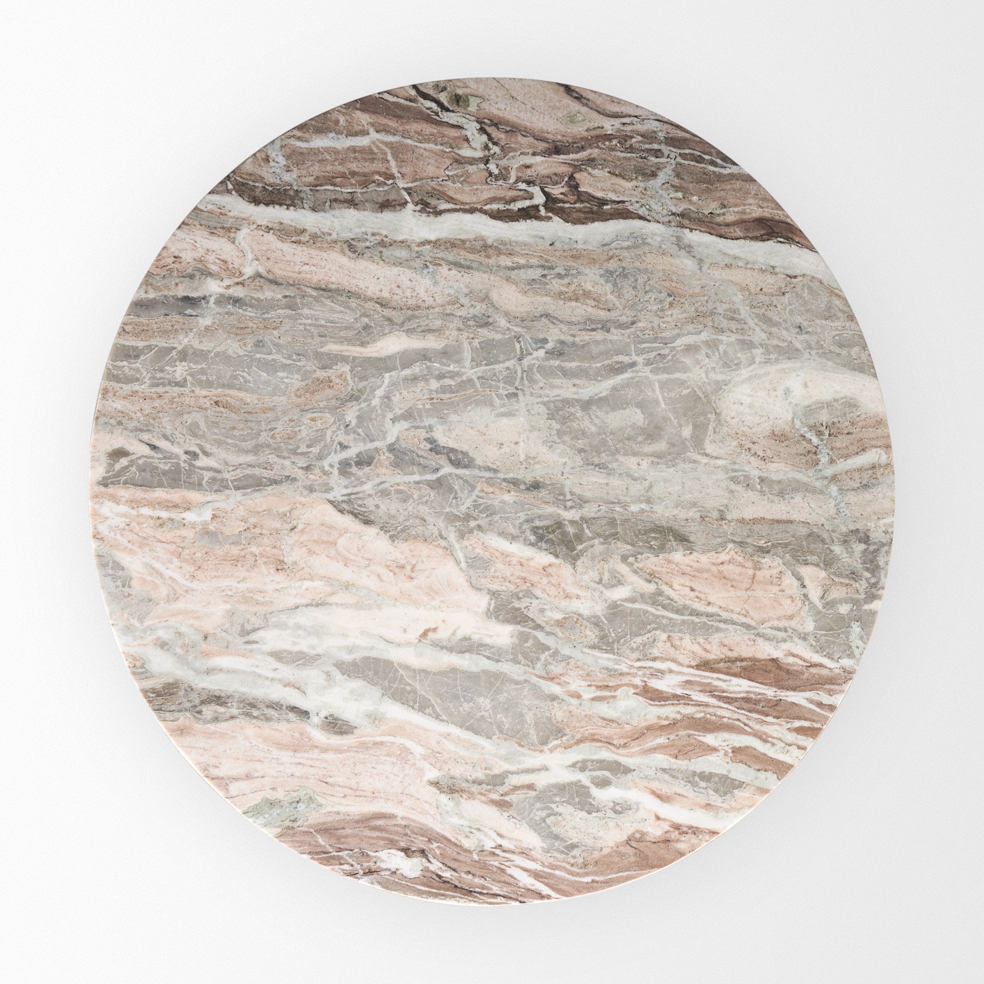 Mercana Allyson 54" Round Brown Pedestal with Pink Marble Top Dining Table