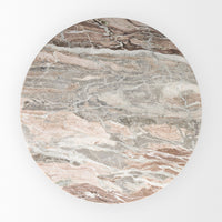 Mercana Allyson 54" Round Brown Pedestal with Pink Marble Top Dining Table