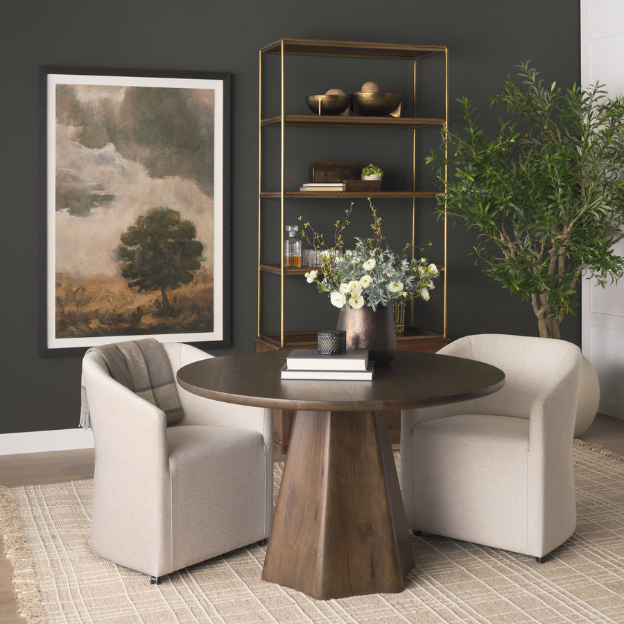 Mercana Jovani 48" Solid Light / Dark Brown Mango Wood Round Dining Table