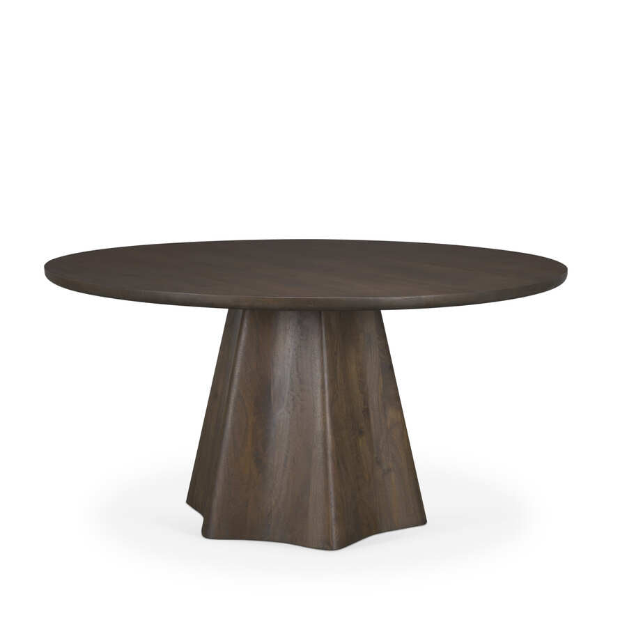 Mercana Jovani 60" Solid Light / Dark Brown Mango Wood Round Dining Table