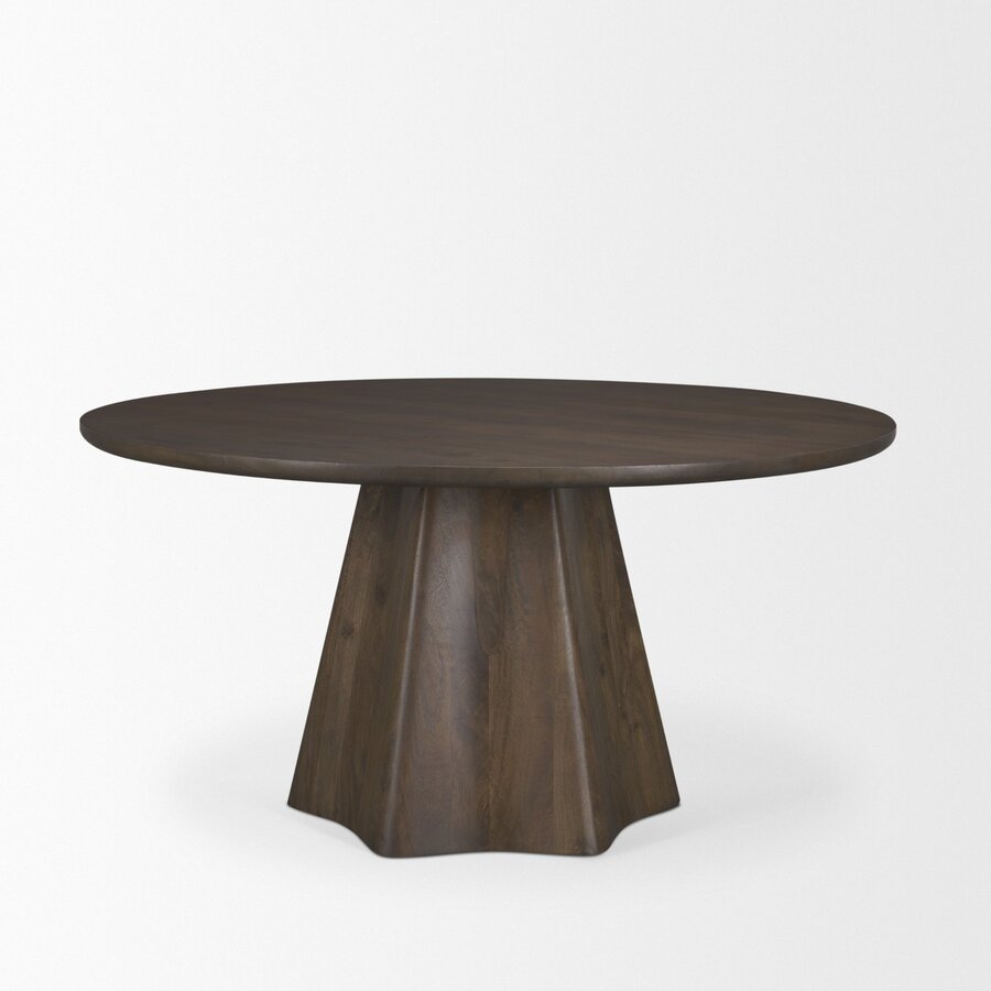 Mercana Jovani 60" Solid Light / Dark Brown Mango Wood Round Dining Table