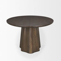 Mercana Jovani 94" Solid Light / Dark Brown Mango Wood Round Dining Table