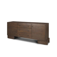 Mercana Jonan Dark Brown Wood With Dark Aged Brass 2 Door 3 Drawer Sideboard