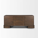 Mercana Jonan Dark Brown Wood With Dark Aged Brass 2 Door 3 Drawer Sideboard