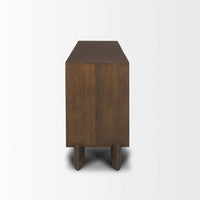 Mercana Jonan Dark Brown Wood With Dark Aged Brass 2 Door 3 Drawer Sideboard