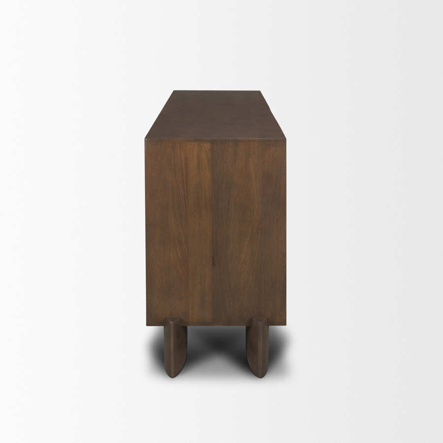 Mercana Jonan Dark Brown Wood With Dark Aged Brass 2 Door 3 Drawer Sideboard