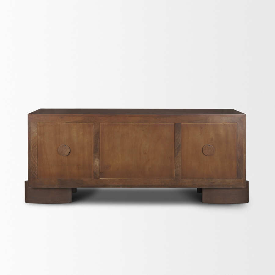 Mercana Jonan Dark Brown Wood With Dark Aged Brass 2 Door 3 Drawer Sideboard