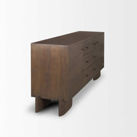Mercana Jonan Dark Brown Wood With Dark Aged Brass 2 Door 3 Drawer Sideboard