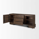 Mercana Jonan Dark Brown Wood With Dark Aged Brass 2 Door 3 Drawer Sideboard