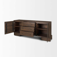 Mercana Jonan Dark Brown Wood With Dark Aged Brass 2 Door 3 Drawer Sideboard