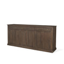Mercana Braxton Brown Solid Wood with Antiqued Aged Brass Knobs 3 Drawer 6 Door Sideboard