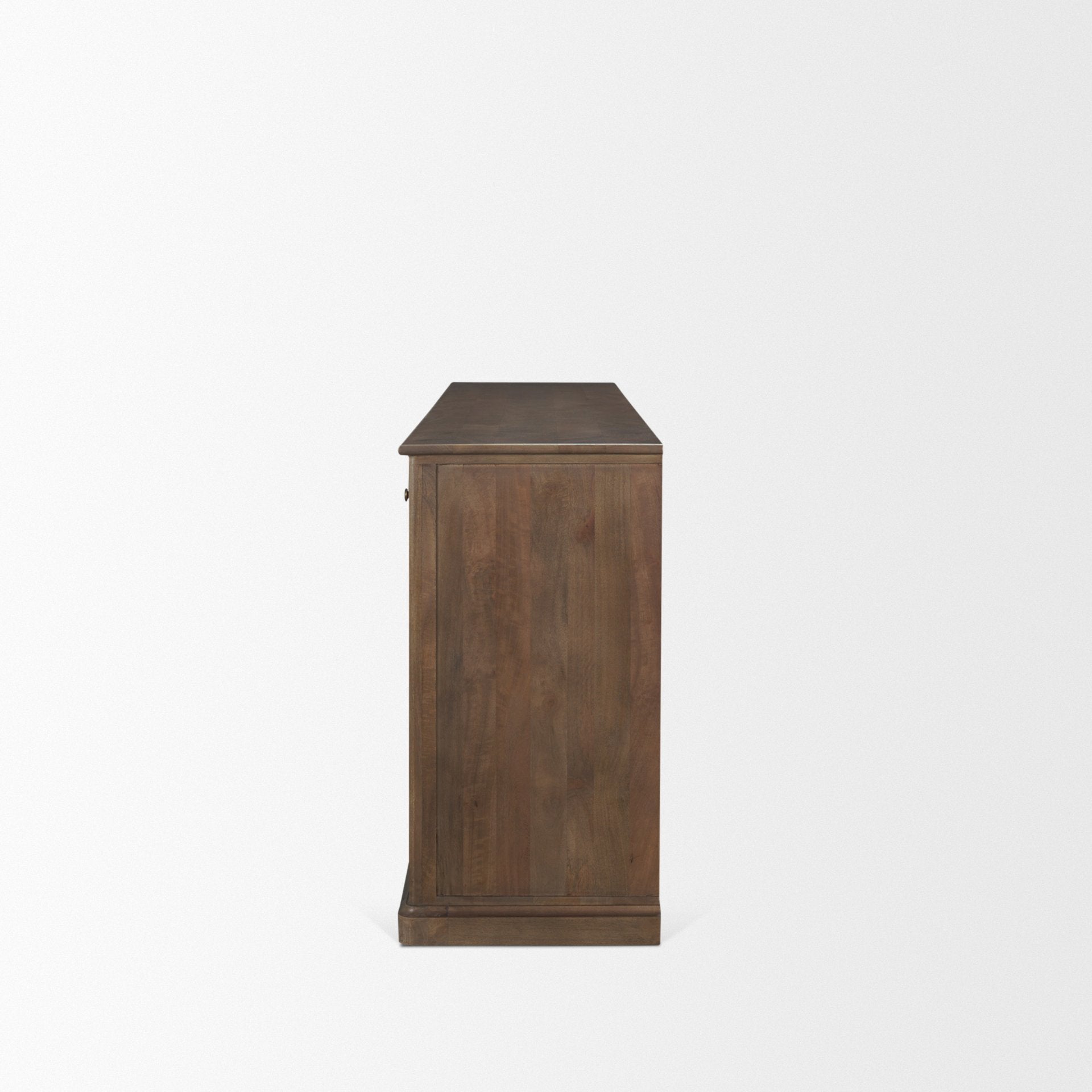 Mercana Braxton Brown Solid Wood with Antiqued Aged Brass Knobs 3 Drawer 6 Door Sideboard
