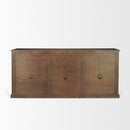 Mercana Braxton Brown Solid Wood with Antiqued Aged Brass Knobs 3 Drawer 6 Door Sideboard