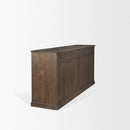 Mercana Braxton Brown Solid Wood with Antiqued Aged Brass Knobs 3 Drawer 6 Door Sideboard