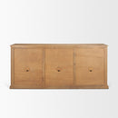 Mercana Braxton Brown Solid Wood with Antiqued Aged Brass Knobs 3 Drawer 6 Door Sideboard